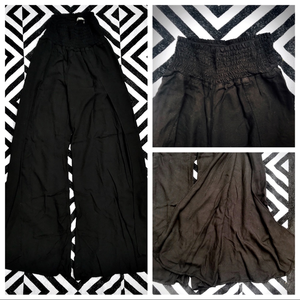 Women’s High-wasted Wide-leg Slit-sides Pants
